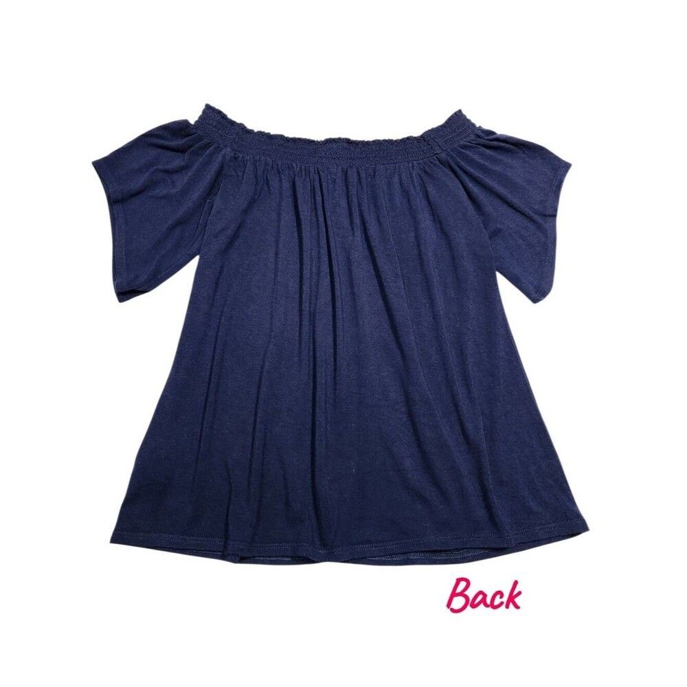 Lilly Pulitzer Big Girls Navy Off Shoulder smocked neckline Top Size XS/ XXS - Picture 4 of 10